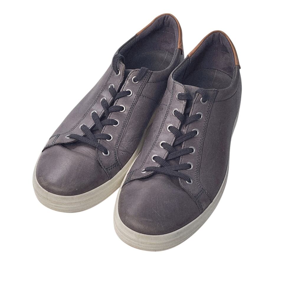 ECCO Soft Classic Sneakers Mens Dark Gray Leather Lace Up Shoes 46 EU / 12 US